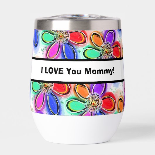 Love You Mama Kleurrijke Kunst Bloemen Liefde NAAM (Voorkant)