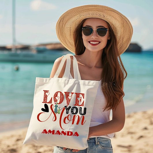 Love You Mama Moderne Kalligrafie Moederdag Schatt Grote Tote Bag