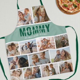 Love You Mama Photo Collage Green Schort