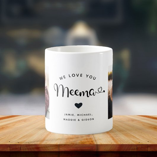 Love you Meema Hearts Custom Two Photo Coffee Mok