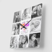 Love You Mimi 8 Photo Collage Bold Modern Graphic Vierkante Klok (Hoek)