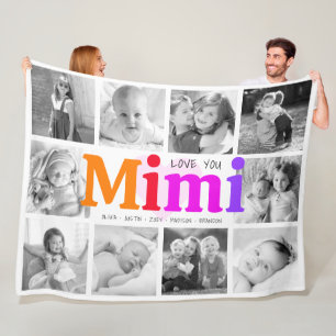 Love You Mimi Bold Rainbow 10 Fotocollage Modern Fleece Deken