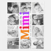 Love You Mimi Bold Rainbow 10 Fotocollage Modern Fleece Deken (Voorkant)