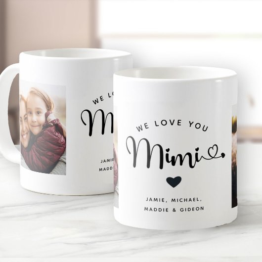 Love you Mimi Hearts Custom Two Photo Coffee Mok