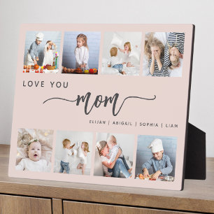 Love You Moeder 8 Foto Collage Blush Roze Fotoplaat