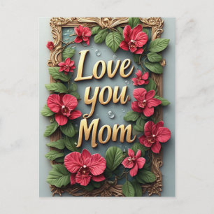 Love You Moeder Bloem Kader Moederdag Briefkaart
