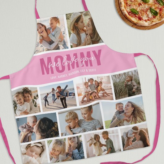 Love You Moeder Foto Collage Roze Schort