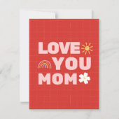 Love You Moeder Moederdag Plat Wenskaart Kaart (Voorkant)