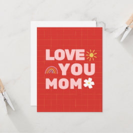 Love You Moeder Moederdag Plat Wenskaart Kaart