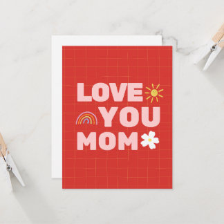 Love You Moeder Moederdag Plat Wenskaart Kaart