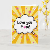 Love You Moeder Pop Art Kaart (Gele Bloem)