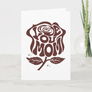 Love You Moeder Roos Typografie Kaart