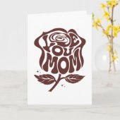 Love You Moeder Roos Typografie Kaart (Gele Bloem)
