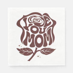 Love You Moeder Roos Typografie Servet