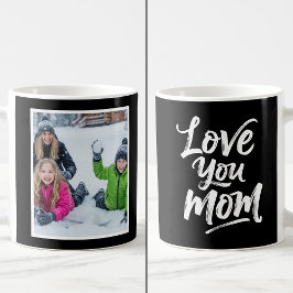 Love You Mom 1 Photo Keepsake Brush Script black Koffiemok