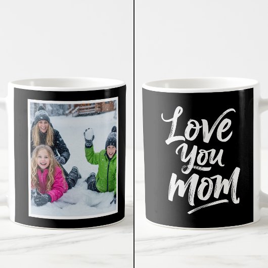 Love You Mom 1 Photo Keepsake Brush Script black Koffiemok
