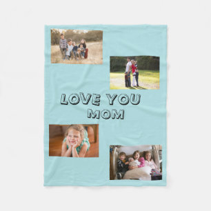 Love You Mom 4 foto's Decoratief Sans Serif letter Fleece Deken