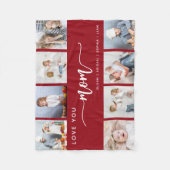 Love You Mom 8 Fotocollage Cranberry Rood Fleece Deken (Voorkant)