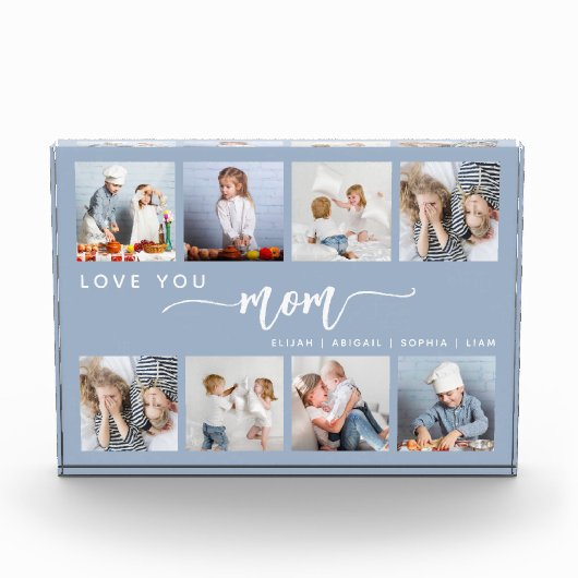 Love You Mom 8 Fotocollage Dusty Blue Fotoblokken (Voorkant)