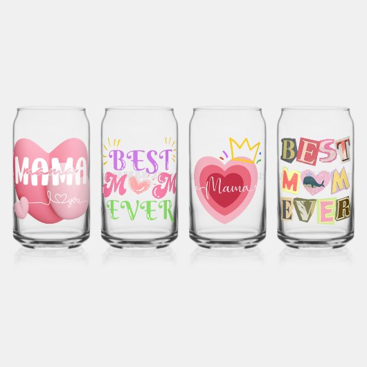 Love You Mom - Aangepaste bril set voor Dankbare M Blikvorm Glas (Voorkant)