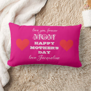 Love You Mom Chique Script Naam Roze Moederdag Kussen