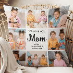 Love You MOM Custom Moederdag 8 Fotocollage Kussen<br><div class="desc">Vier de speciale band tussen een moeder en haar kinderen met onze prachtige Moederdag Photo Collage Pillow. Dit fotokussen is ontworpen om de perfecte combinatie van sentimentaliteit en stijl te zijn, waardoor het een ideaal cadeau is voor Moederdag. Gepersonaliseerd ontwerp: onze kussens zijn voorzien van een prachtige collage van acht...</div>