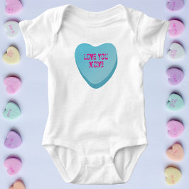 Love You Mom Custom Schattige Snoep Hart Blauw Har Romper
