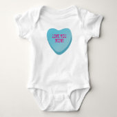 Love You Mom Custom Schattige Snoep Hart Blauw Har Romper (Voorkant)
