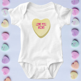 Love You Mom Custom Schattige Snoep Hart Geel Hart Romper