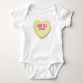 Love You Mom Custom Schattige Snoep Hart Geel Hart Romper (Voorkant)