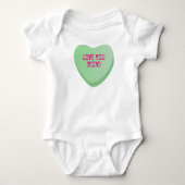 Love You Mom Custom Schattige Snoep Hart Groen Har Romper (Voorkant)