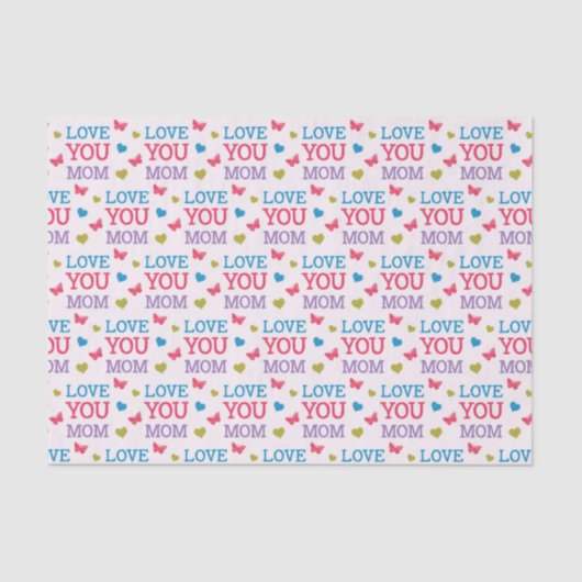 Love You Mom Cute Word Pattern Tissuepapier (Voorkant)