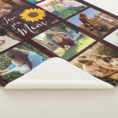 Love You Mom Familie Foto Collage Zonnebloem Rusti Sherpa Deken (3/4)