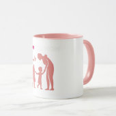 Love You Mom Familie Silhouette Moederdag Mok (Voorkant rechts)