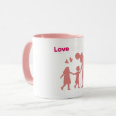 Love You Mom Familie Silhouette Moederdag Mok (Voorkant links)