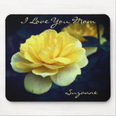 Love You Mom Gele Rose Bloem Gepersonaliseerd Muismat (Voorkant)