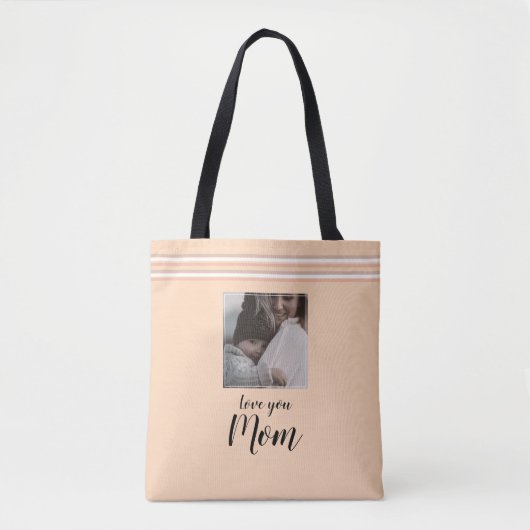 "Love you Mom" gepersonaliseerde foto cadeau Tote Bag (Voorkant)