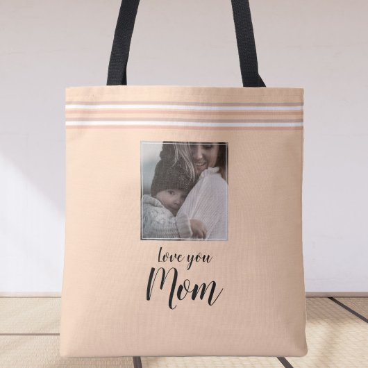 "Love you Mom" gepersonaliseerde foto cadeau Tote Bag