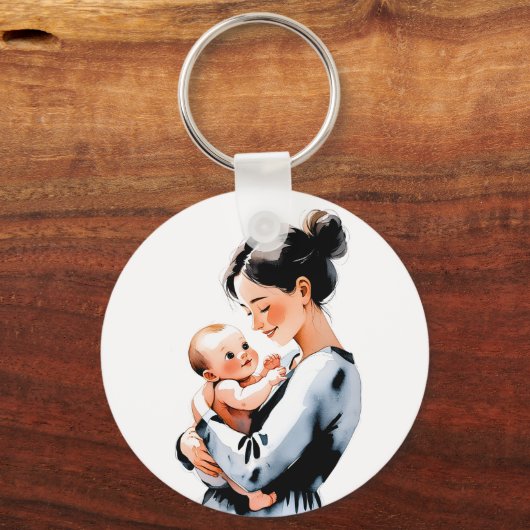 Love You Mom - Hartelijke handgeschreven typografi Sleutelhanger (Achterkant)