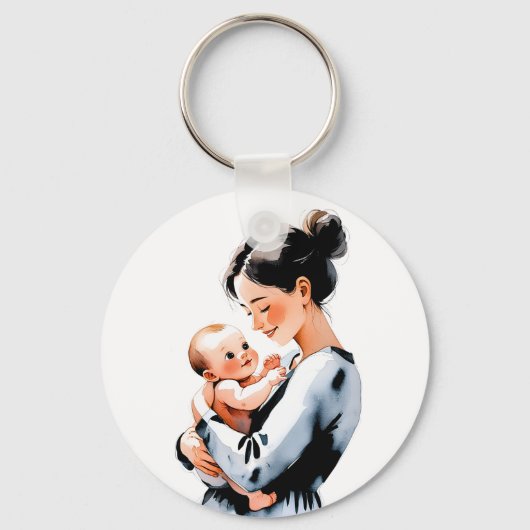 Love You Mom - Hartelijke handgeschreven typografi Sleutelhanger (Achterkant)