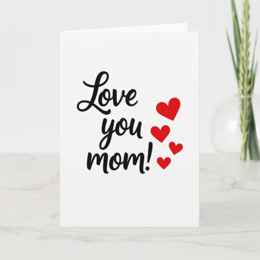 Love You Mom Hearts Card Kaart (Voorkant)