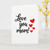 Love You Mom Hearts Card Kaart (Gele Bloem)