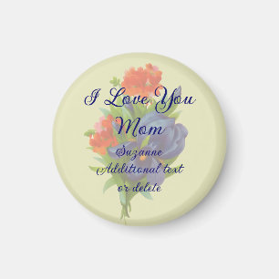 Love You Mom Iris Flower Gepersonaliseerd Magneet