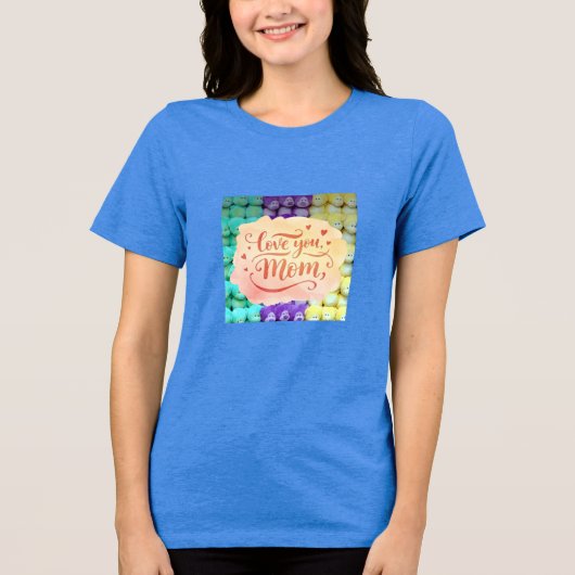 Love You Mom - Kleurrijke Teddy Bear Theme T-shirt (Voorkant)