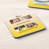 Love You Mom – Minimalist Four Photo Bier Onderzetter (Linkerzijde)