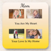 Love You Mom – Minimalist Four Photo Bier Onderzetter (Voorkant)