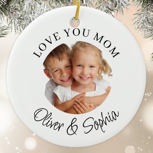 Love You Mom Modern Photo  Keramisch Ornament