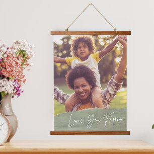 Love You Mom Moederdag Custom Photo Hangend Wandkleed