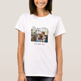 Love You Mom moederdag Voeg foto naam toe Eenvoudi T-shirt