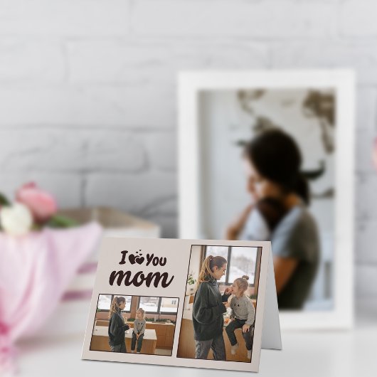 "Love You Mom" Op maat gemaakte foto's Vouwbare ke Feestdagen Kaart
